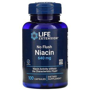 Ниацин (Витамин В3), No Flush Niacin, Life Extension, не вызывающий покраснений, 640 мг, 100 капсул LEX-37310 фото
