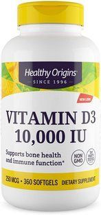 Витамин D3, Vitamin D3, Healthy Origins, 250 мкг (10 000 МЕ), 360 гелевых капсул HOG-15356 фото