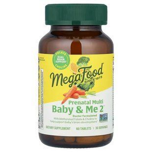 Вітаміни для вагітних 2, Baby & Me 2, MegaFood, 60 таблеток MGF-10314 фото