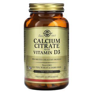 Цитрат кальцію з вітаміном D3, Calcium Citrate, Solgar, 120 таблеток SOL-00431 фото