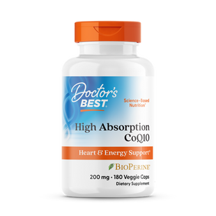 Коензим Q10, High Absorption CoQ10, Doctor's Best, з біоперином, з високим ступенем засвоєння, 200 мг, 180 веганських капсул DRB-00329 фото
