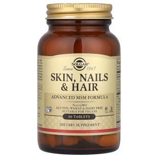 Вітаміни для волосся, шкіри і нігтів, Skin, Nails & Hair, Solgar, покращена формула МСМ, 60 таблеток SOL-01735 фото