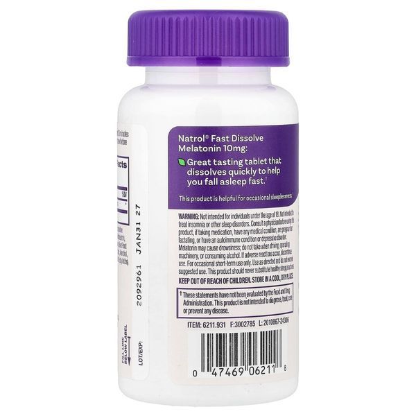 Мелатонін швидкорозчинний, 10 мг, смак полуниці, Melatonin, Fast Dissolve, Natrol, 60 таблеток NTL06211 фото