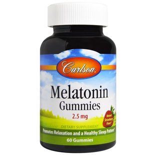 Мелатонін, 2,5 мг, смак полуниці, Melatonin Gummies, Carlson, 60 жувальних цукерок CL49200 фото