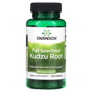 Кудзу корінь, Kudzu Root, Swanson, повного спектру, 500 мг, 60 веганських капсул SWV-11034 фото