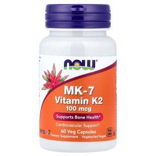 Вітамін К2, МК-7 Vitamin K-2, Now Foods, 100 мкг, 60 вегетаріанських капсул NOW-00992 фото