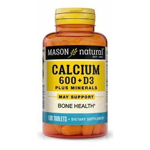 Кальций 600 мг + витамин D3 с минералами, Calcium 600 mg + Vitamin D3 Plus Minerals, Mason Natural, 100 таблеток MAV13021 фото