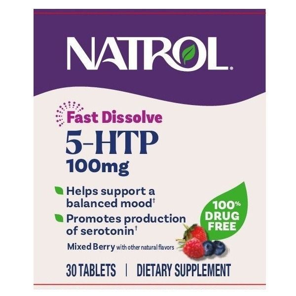 5-HTP (Гидрокситриптофан) быстрорастворимый, 100 мг, вкус диких ягод, 5-HTP, Natrol, 30 таблеток NTL06044 фото