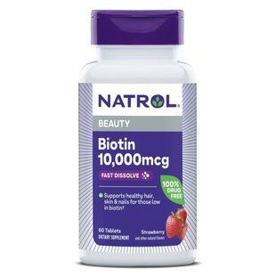 Біотин швидкорозчинний, 10000 мкг, смак полуниці, Biotin, Fast Dissolve, Natrol, 60 таблеток NTL06885 фото