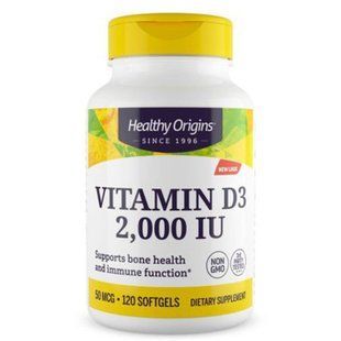 Витамин D3 в масле МСТ, Vitamin D3 in MCT Oil, Healthy Origins, 2000 МЕ, 120 гелевых капсул HOG-15390 фото