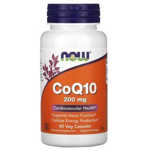 Коензим Q10, CoQ10, Now Foods, 200 мг, 60 вегетаріанських капсул NOW-03176 фото