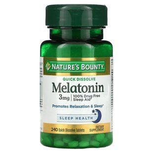 Мелатонін швидко розчинний, 3 мг, смак вишні, Melatonin, Nature's Bounty, 240 таблеток NRT07903 фото