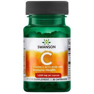 Вітамін С з шипшиною, Vitamin C with Rose Hips, Swanson, 1000 мг, 30 капсул SWV-11251 фото