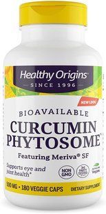 Куркумин, Curcumin Phytosome, Healthy Origins, фитосомы куркумина с участием Meriva SF, 500 мг, 180 вегетарианских капсул HOG-52445 фото