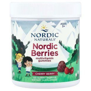 Полівітаміни для дітей від 3 років, Nordic Berries Multivitamin Gummies, Nordic Naturals, зі смаком вишні, 120 жувальних цукерок NOR-30126 фото