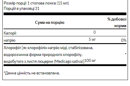 Liquid Chlorophyll 100mg (дієтична добавка) - 473ml (16FL OZ) 100-60-3882547-20 фото