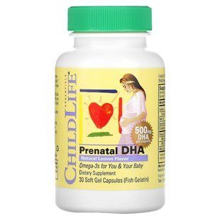 ДГК (докозагексаеновая кислота) для беременных, 500 мг, вкус лимона, Prenatal DHA, ChildLife, 30 гелевых капсул CDL12500 фото