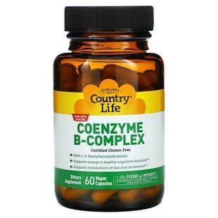 Коензим В-Комплексу, Coenzyme B-Complex, Country Life, 60 вегетаріанських капсул CLF6418 фото