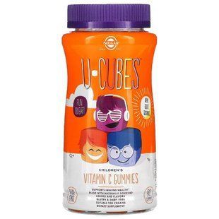 Вiтамiн С для Дітей, Апельсин Полуниця, U-Cubes, Children's Vitamin C, Solgar, 90 Жувальних Цукерок SOL59598 фото