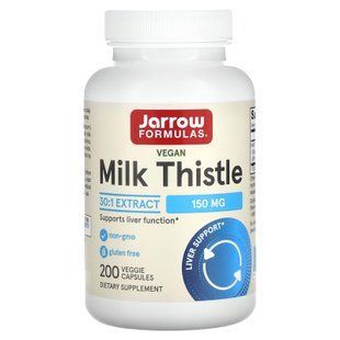 Розторопша (Milk Thistle), Jarrow Formulas, стандартизована, 150 мг, 200 вегетаріанських капсул JRW-14029 фото