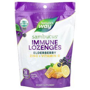 Льодяники для імунітету, бузина, цинк + вітамін C, Sambucus&reg;, Nature's Way, мед та лимон, 24 цукерки NWY-12089 фото
