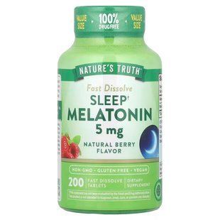 Мелатонін для сну, Sleep Melatonin, Nature's Truth, смак ягід, 5 мг, 200 швидкорозчинних таблеток NTH-12241 фото