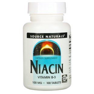 Ниацин, Витамин В3, 100 мг, Niacin, Source Naturals, 100 таблеток SN0501 фото