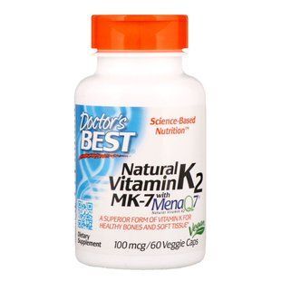 Витамин К2 в Форме МК-7, Vitamin K2 as MK-7, Doctor's Best, 100 мкг, 60 капсул DRB00334 фото