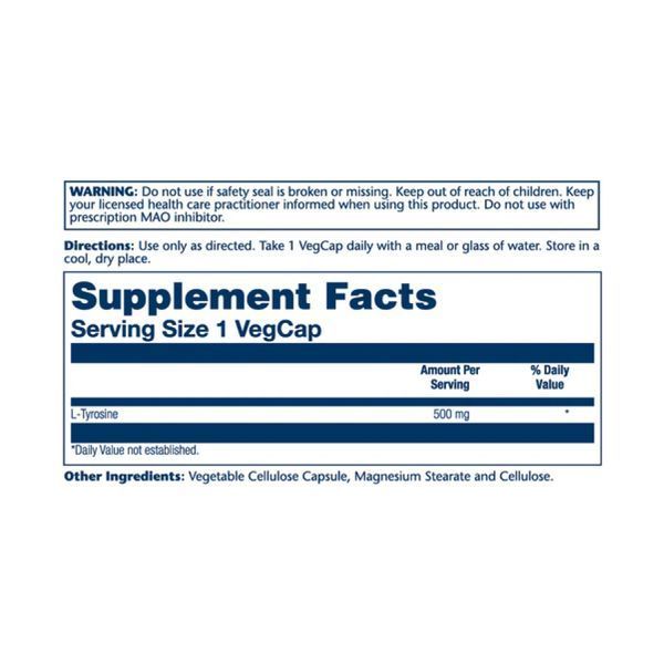 L-Tyrosine 500mg для концентрації - 50 vcaps 2023-10-2396 фото