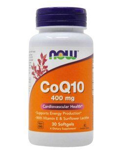 Коензим Q10, CoQ10, Now Foods, з вітаміном Е та лецитином, 400 мг, 30 гелевих капсул NOW-03199 фото