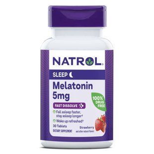Мелатонін швидкорозчинний, 5 мг, смак полуниці, Melatonin, Fast Dissolve, Natrol, 30 таблеток NTL07168 фото