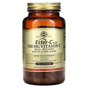 Вітамін С естер плюс, Ester-C Plus Vitamin C, Solgar, 500 мг, 90 капсул SOL-00692 фото
