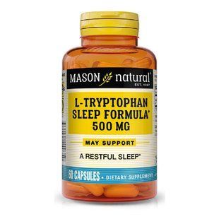 L-триптофан 500 мг, Формула для сну, L-Tryptophan Sleep Formula, Mason Natural, 60 капсул MAV14935 фото
