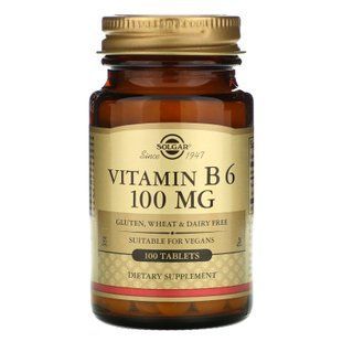 Вітамін В6, Vitamin B6, Solgar, 100 мг, 100 таблеток SOL-03120 фото