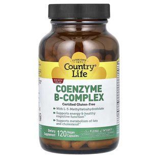 Комплекс вітамінів групи В, Coenzyme B-Complex, Country Life, 120 вегетаріанських капсул CLF6419 фото