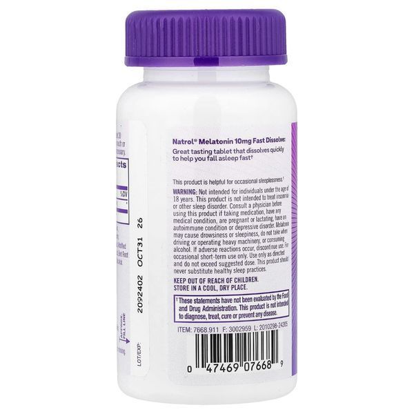 Мелатонин быстрорастворимый, 10 мг, вкус цитрусовый, Melatonin, Fast Dissolve, Natrol, 60 таблеток NTL07668 фото