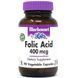 Фолієва кислота 400 мг, Folic Acid, Bluebonnet Nutrition, 90 вегетаріанських капсул BLB0449 фото 1