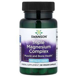 Магній, потрійний комплекс, Triple Magnesium Complex, Swanson, 400 мг, 30 веганських капсул SWV-11243 фото