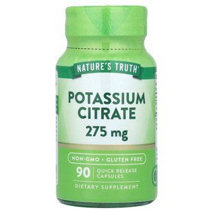 Калій цитрат, Potassium Citrate, Nature's Truth, 275 мг, 90 капсул швидкого вивільнення NTH-11137 фото