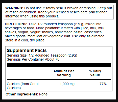 Кальций Coral Calcium Powder 1000mg - 8oz 2022-10-1003 фото