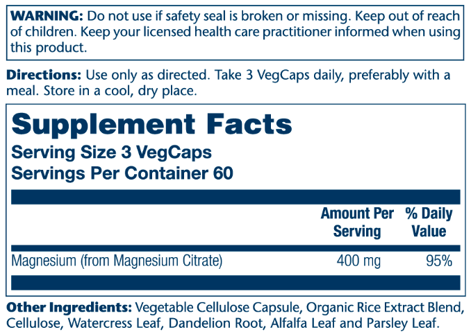 Magnesium Citrate 400mg (магний) - 180 vcaps 2022-10-1034 фото