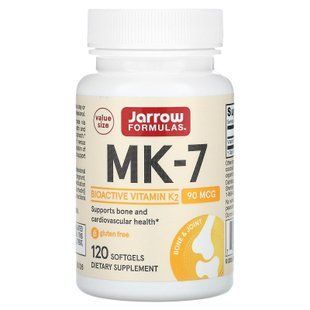 Витамин К2, МК-7, Vitamin K2, Jarrow Formulas, 90 мкг, 120 мягких капсул JRW-30007 фото