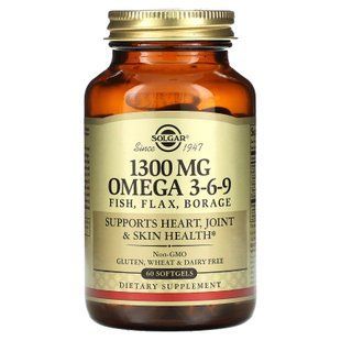 Омега 3-6-9, Omega 3-6-9, Solgar, 1300 мг, 60 гелевих капсул SOL-02027 фото