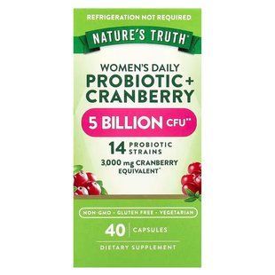 Пробіотики для жінок з журавлиною, Women's Probiotic + Cranberry, Nature's Truth, 40 вегетаріанських капсул NTH-11212 фото