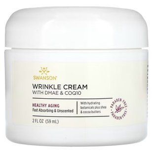 Крем для обличчя, Wrinkle Cream With DMAE & CoQ10, Swanson, від зморшок, з ДМАЕ та коензимом Q10, 59 мл SWV-11465 фото