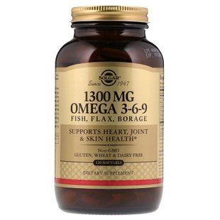 Омега 3-6-9, Omega 3-6-9, Solgar, 1300 мг, 120 гелевих капсул SOL-02028 фото