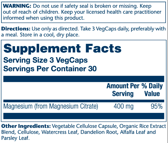 Magnesium Citrate 400mg для нервной системы и мышц - 90 vcaps 2022-10-1036 фото