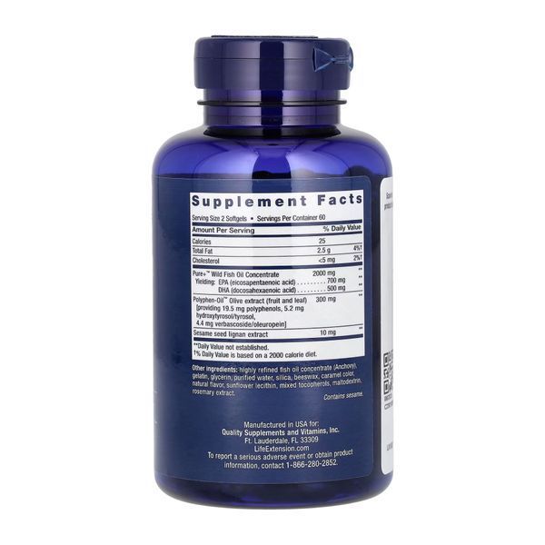 Super Omega-3 EPA/DHA Fish Oil Sesame Lignans & Olive Extract (омега-3) - 120 softgels 2022-10-1936 фото