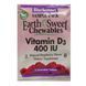 Витамин D3 400IU, Вкус Малины, Earth Sweet Chewables, Bluebonnet Nutrition, 2 жевательные таблетки BLB0360SP фото 1