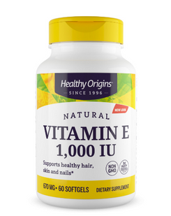 Витамин Е, Vitamin E, Healthy Origins, натуральный, смесь токоферолов, 1000 МЕ, 60 гелевых капсул HOG-15149 фото